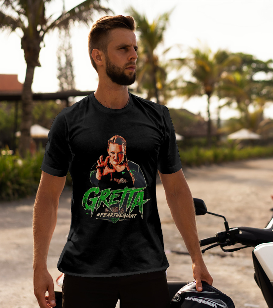 Gretta #FeartheGiant Bold Graphic With Aggressive Pose T-Shirt