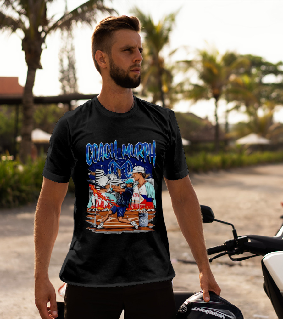 Coach Murph Baseball Training Batting Practice Urban City Flames Philippine Flag T-Shirt