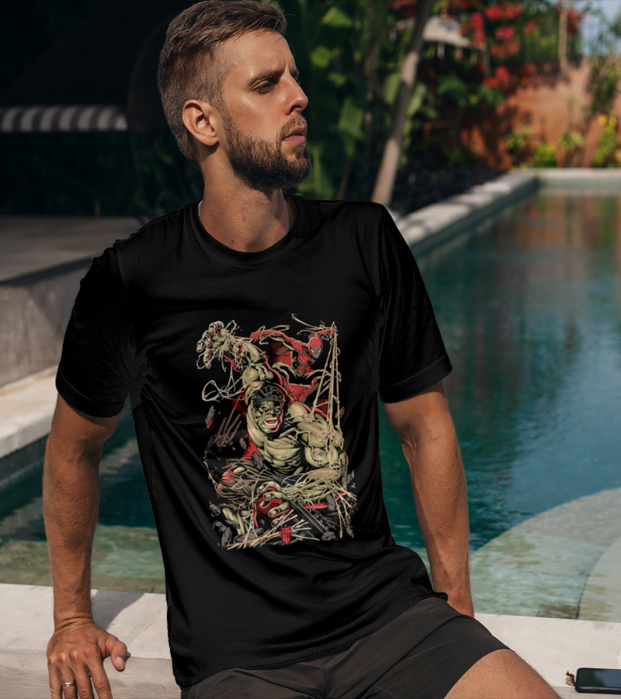 Marvel Hulk Spider Man Dynamic Action Scene T-Shirt