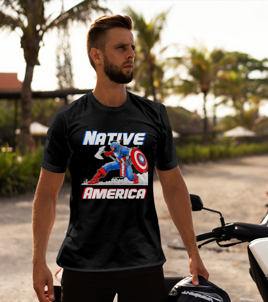 Native America Captain America Axe And Shield Hero T-Shirt