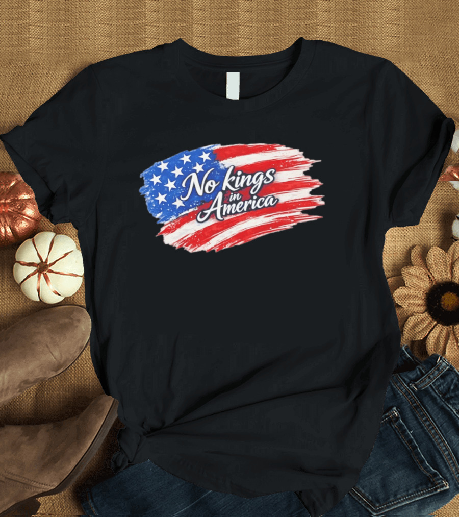 No Kings In America Patriotic Stars And Stripes T-Shirt