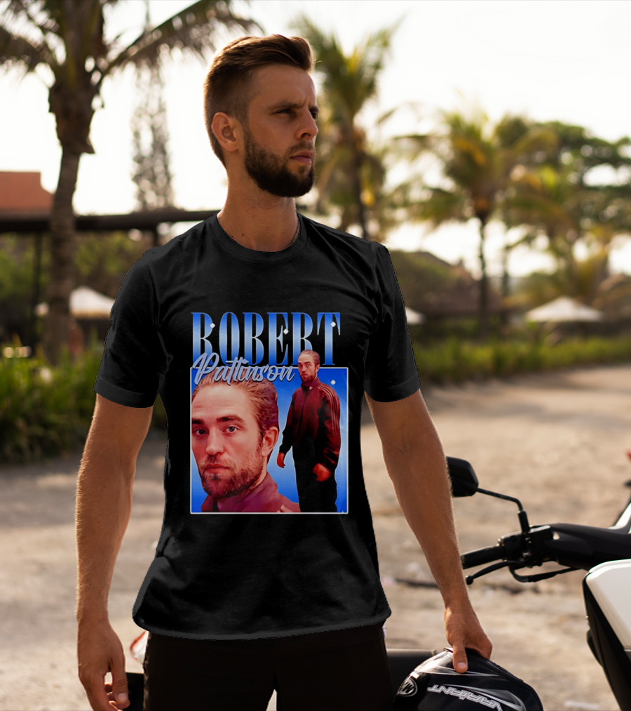 Robert Pattinson Standing Meme Blue Adidas Tracksuit T-Shirt