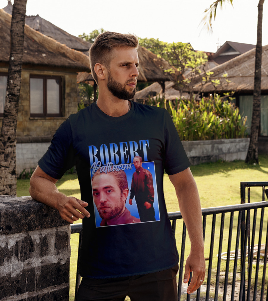 Robert Pattinson Standing Meme Blue Adidas Tracksuit T-Shirt