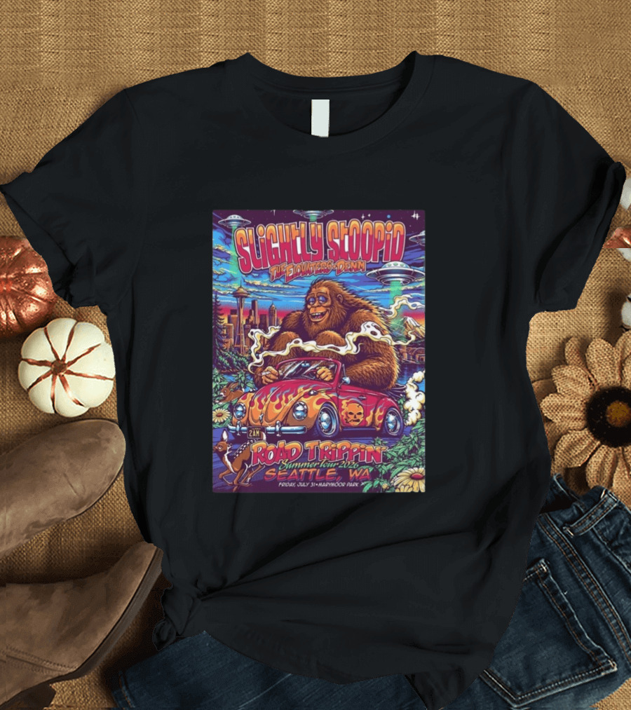Slightly Stoopid Road Trippin Summer Tour 2026 Seattle WA July 31 Marymoor Park T-Shirt
