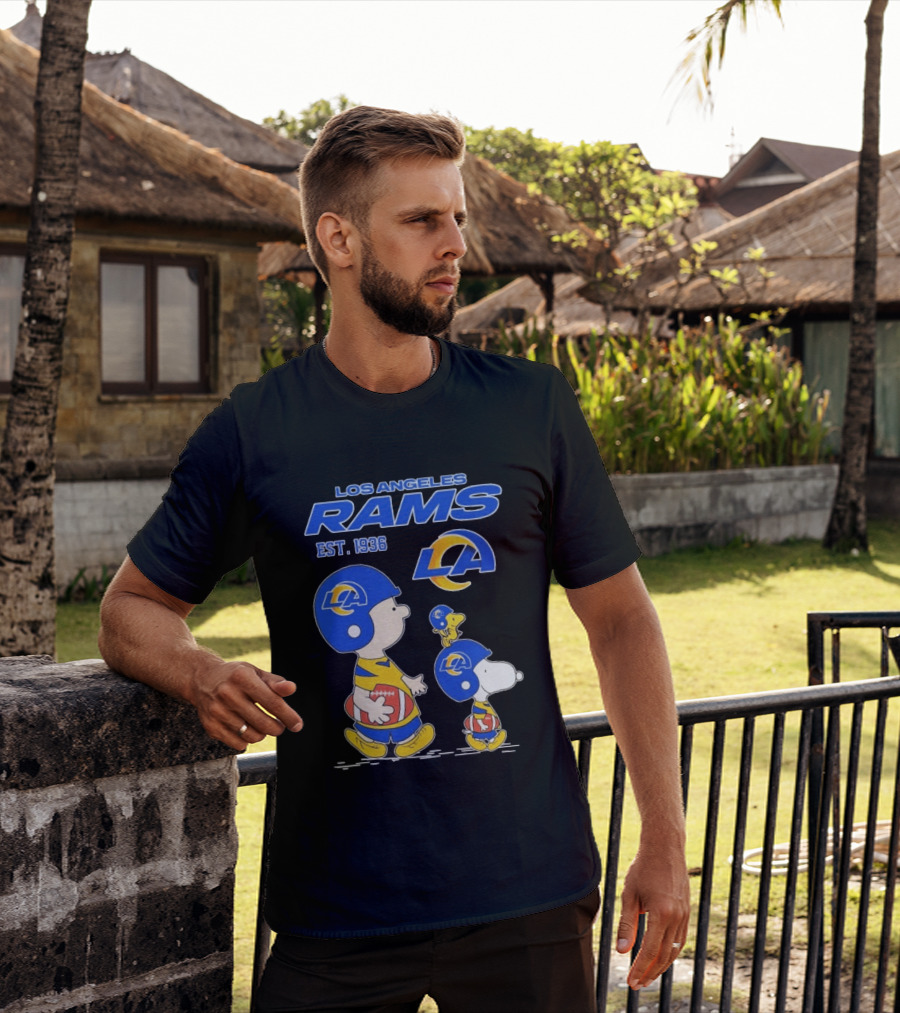 Snoopy Charlie Brown Los Angeles Rams 1936 Football Team LA T-Shirt
