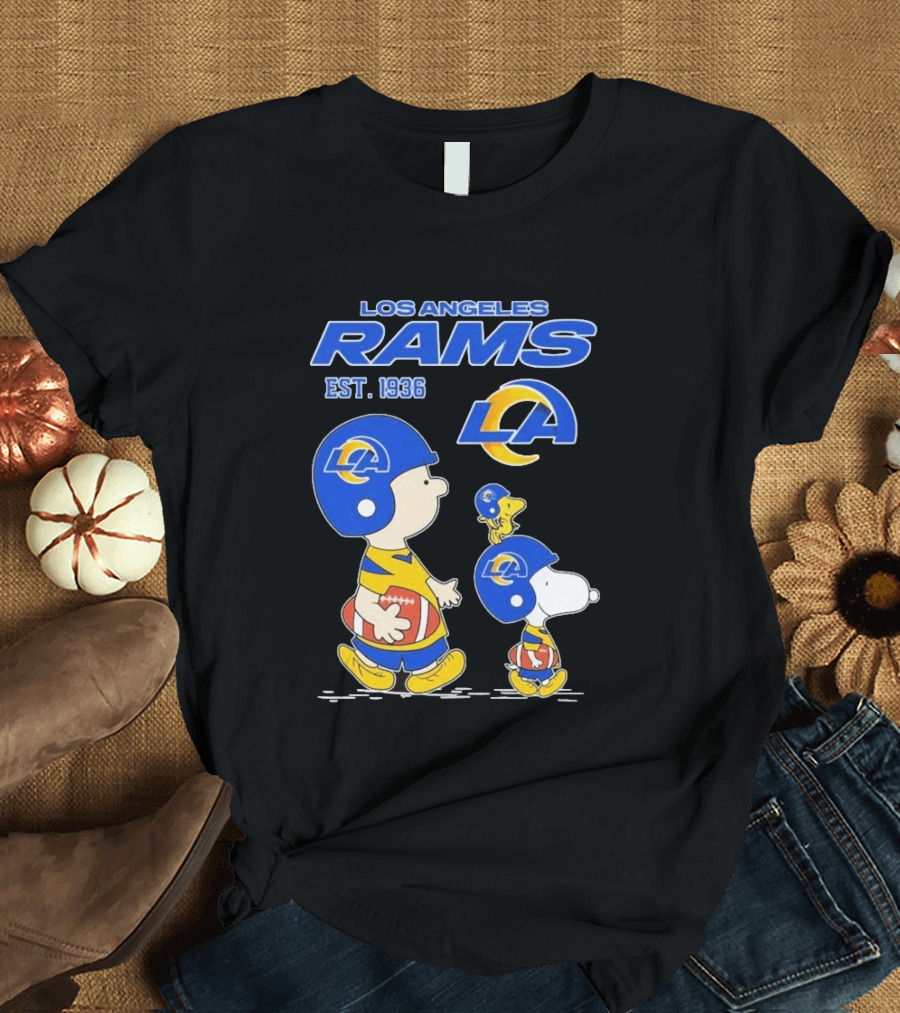 Snoopy Charlie Brown Los Angeles Rams 1936 Football Team LA T-Shirt