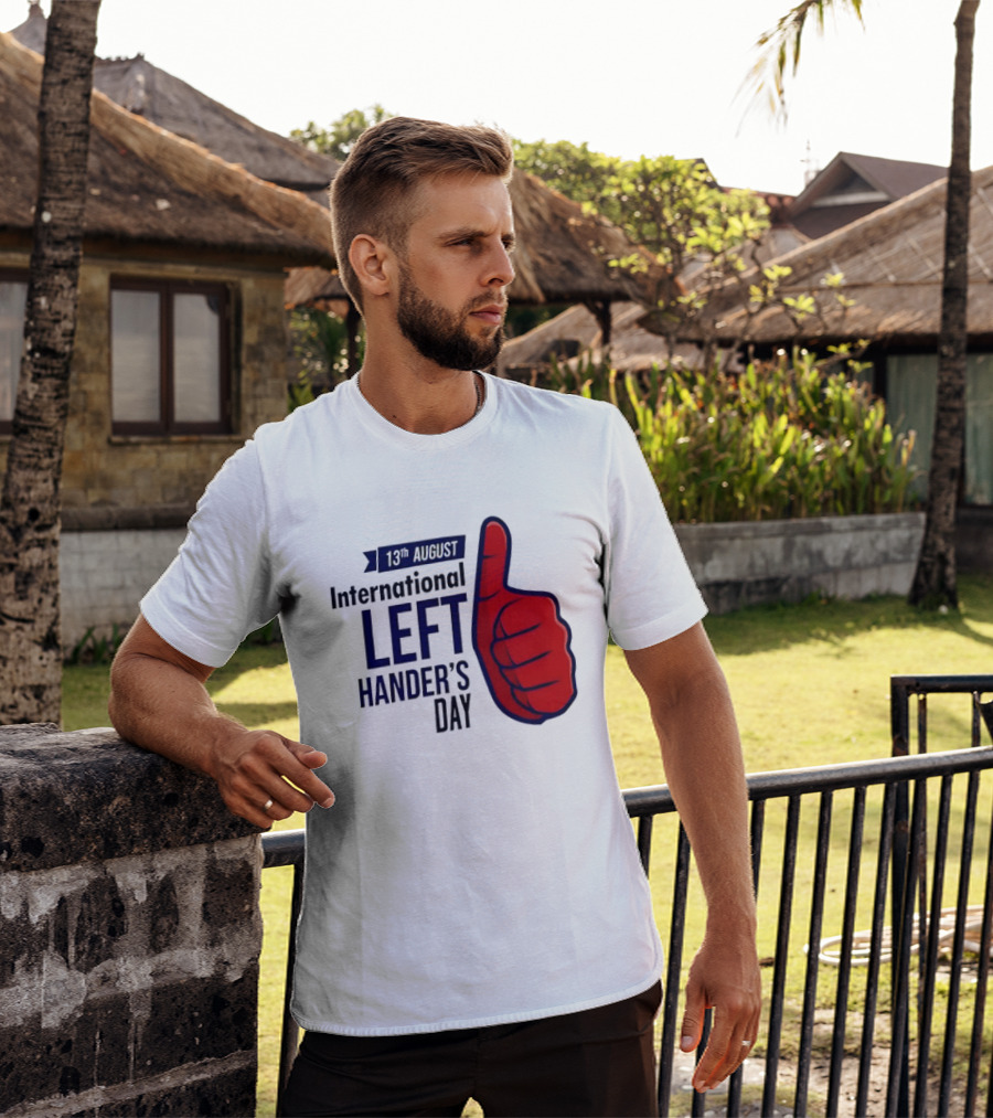 13th August International Left Hander's Day Red Thumbs Up T-Shirt