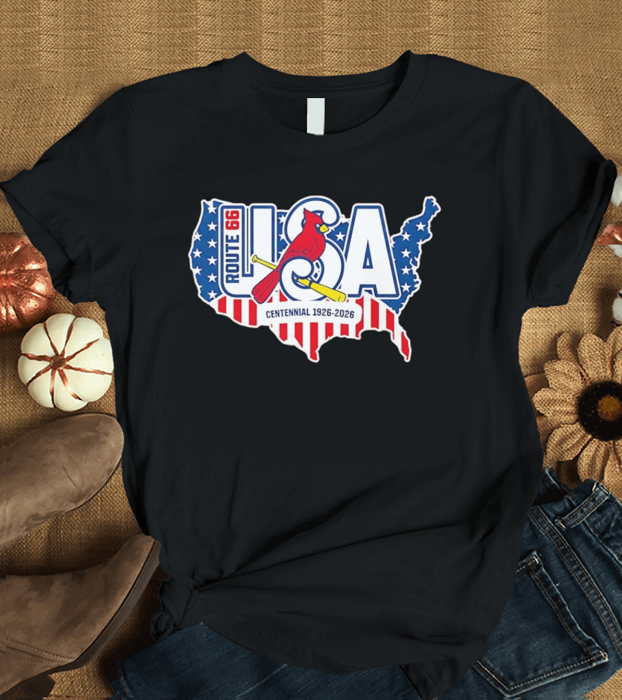 Route 66 USA Centennial 1926 2026 Springfield Cardinals T-Shirt
