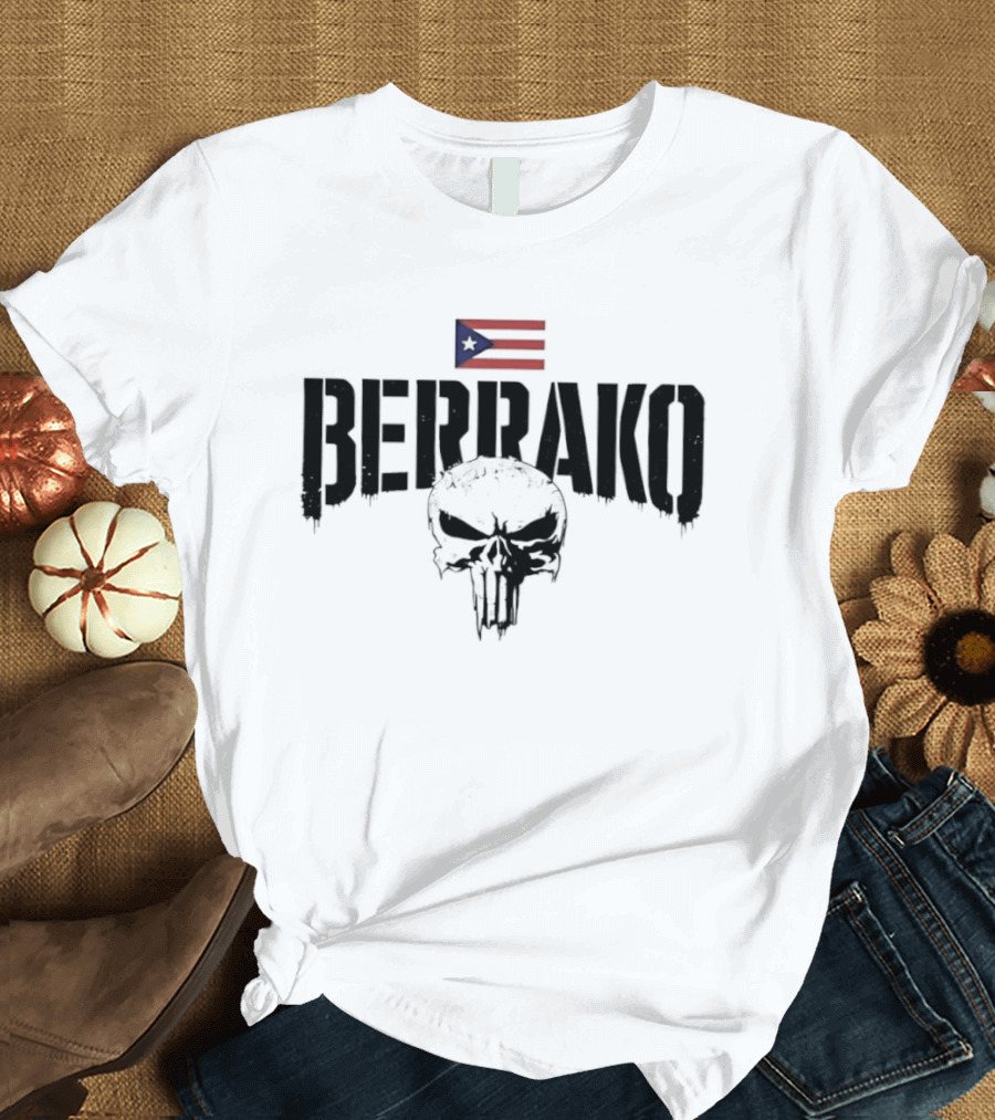 Berrako Skull Puerto Rican Flag T-Shirt