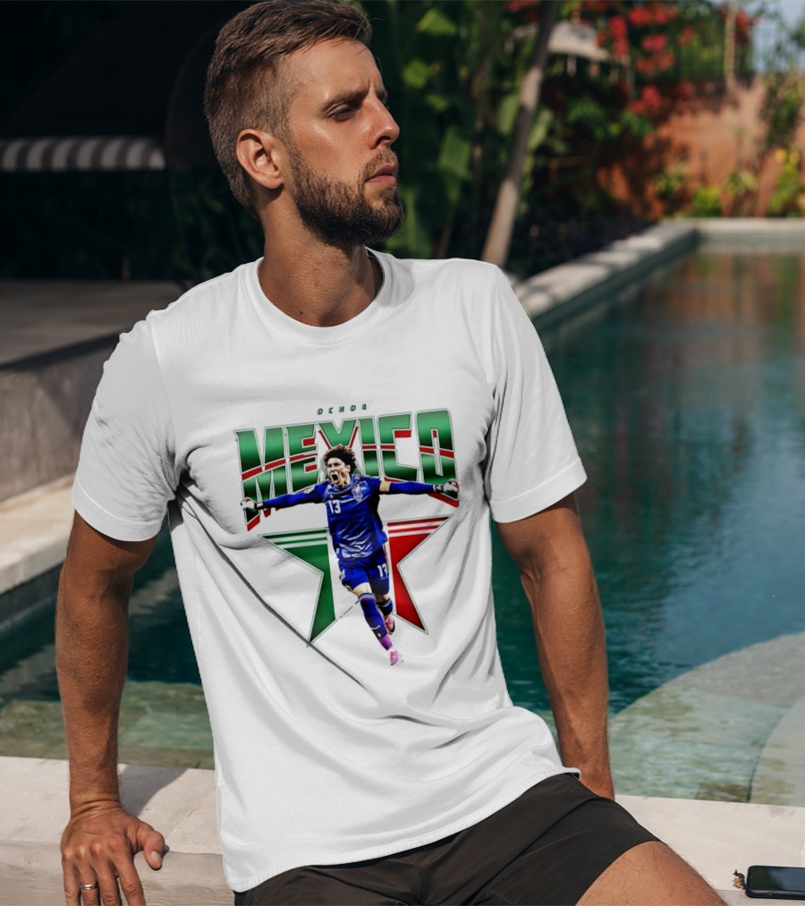 Ochoa Mexico 13 Goalkeeper Tri Color Starburst T-Shirt