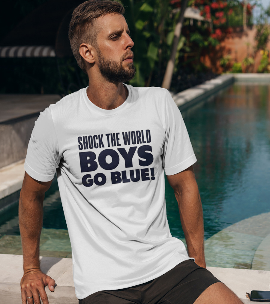 Shock The World Michigan Men's Basketball Boys Go Blue T-Shirt