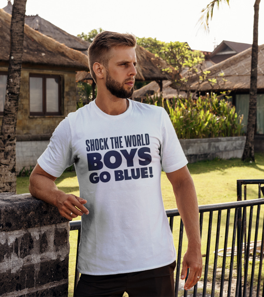 Shock The World Michigan Men's Basketball Boys Go Blue T-Shirt