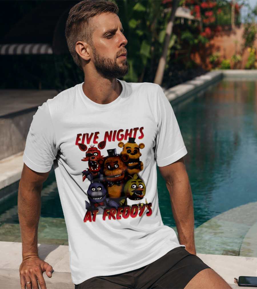 Five Nights At Freddy's Cartoon Characters Freddy Bonnie Chica Foxy T-Shirt