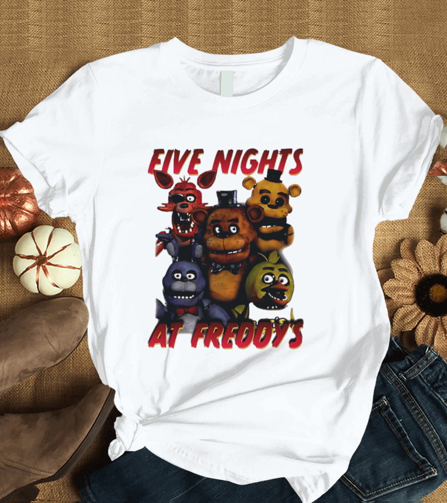 Five Nights At Freddy's Cartoon Characters Freddy Bonnie Chica Foxy T-Shirt