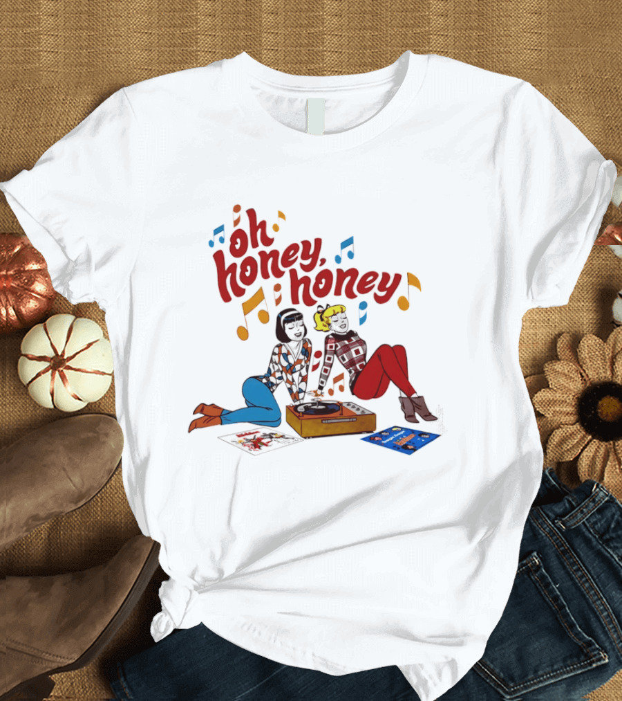 Oh Honey Honey Cartoon Style Retro Fashion Girl Music T-Shirt
