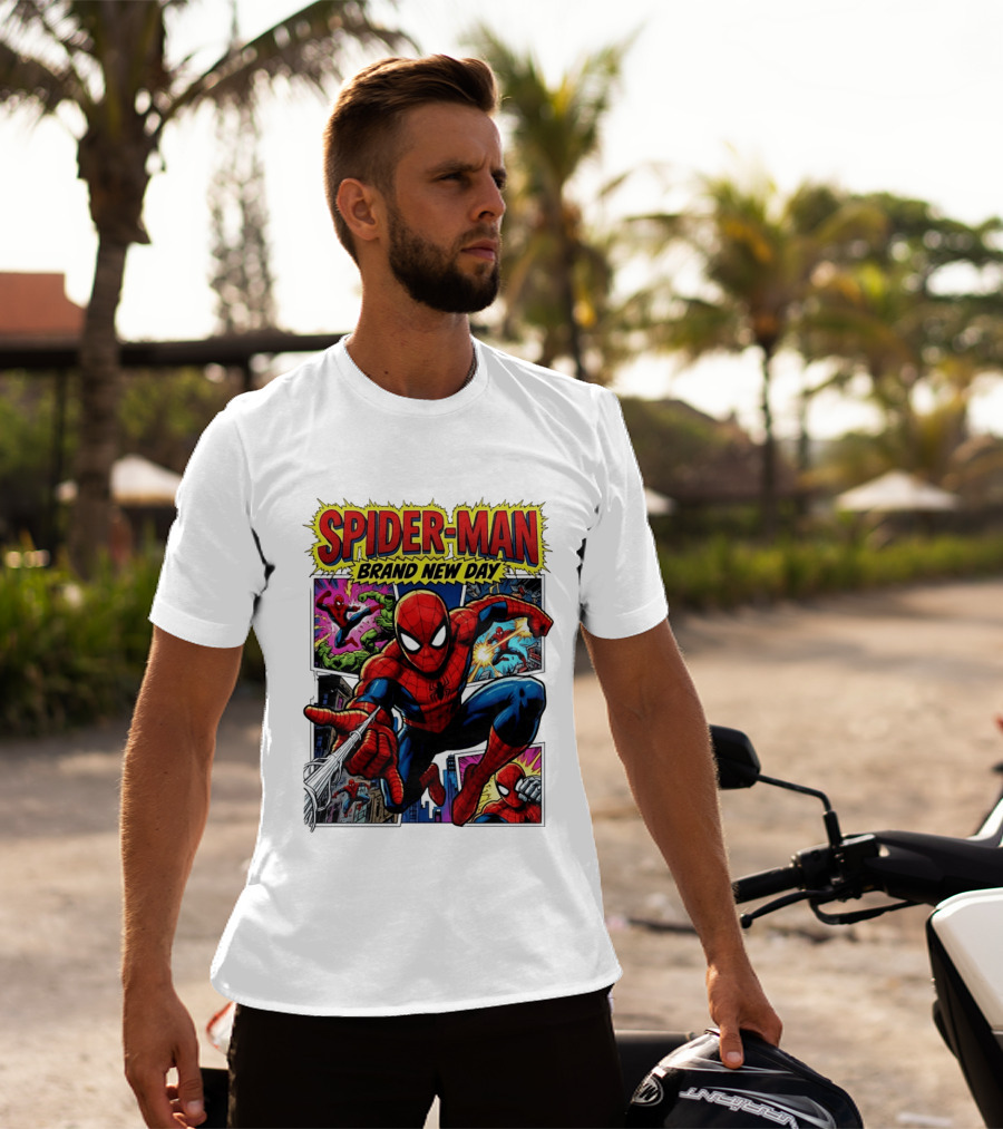 Spider Man Brand New Day Collage Marvel Comic Adventure T-Shirt