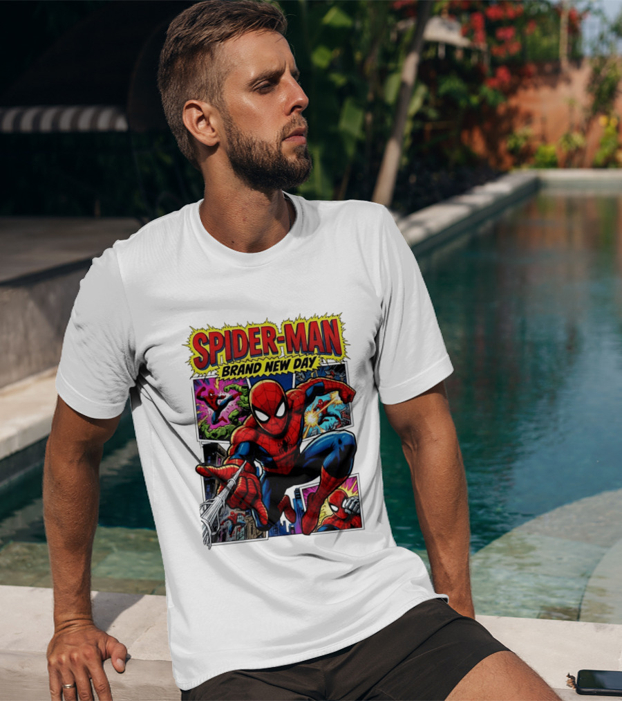 Spider Man Brand New Day Collage Marvel Comic Adventure T-Shirt