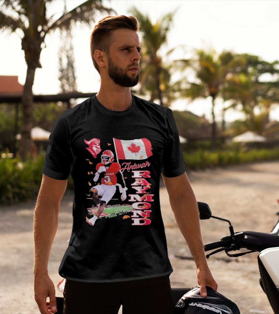 Antwan Raymond Rutgers Scarlet Knights Canadian Flag Football T-Shirt