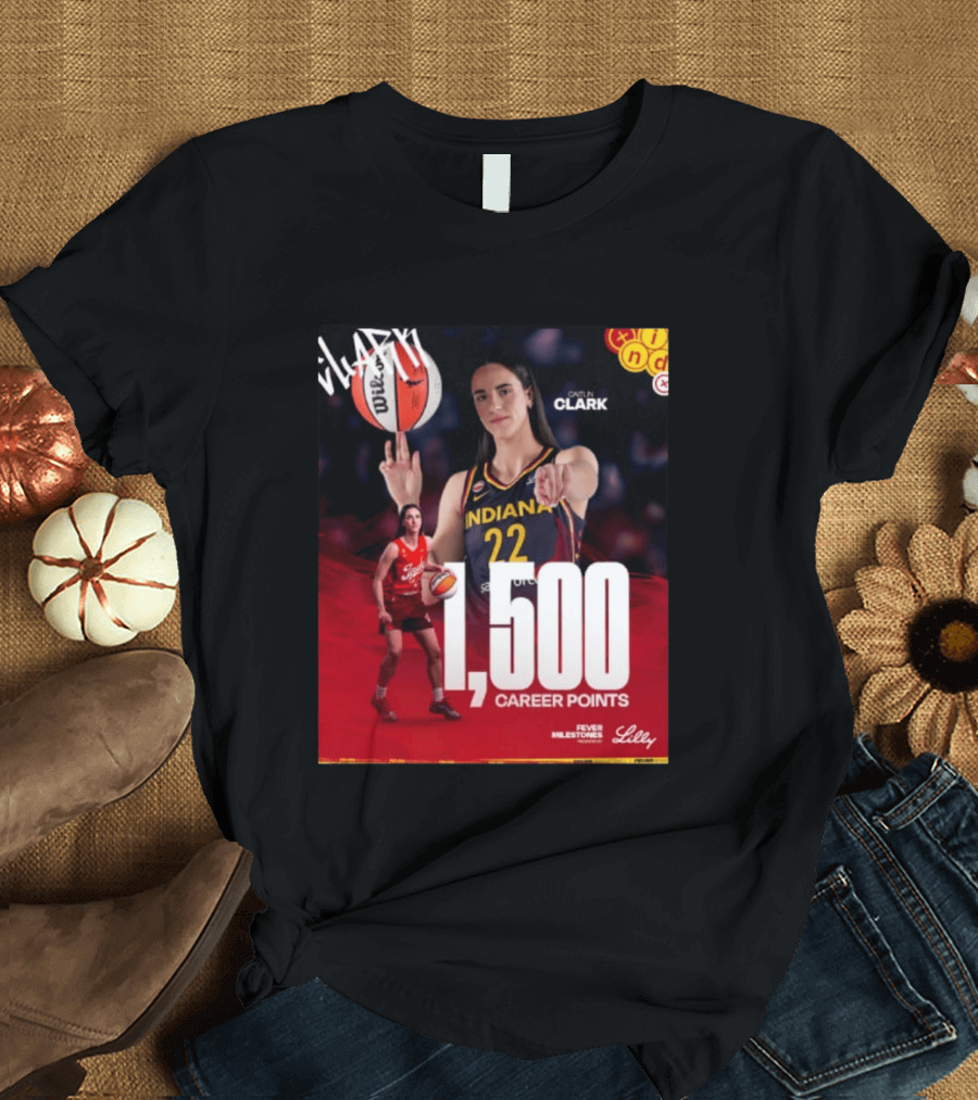 Caitlin Clark Indiana Fever 1500 Career Points Milestone Celebration WNBA Fever Milestones T-Shirt
