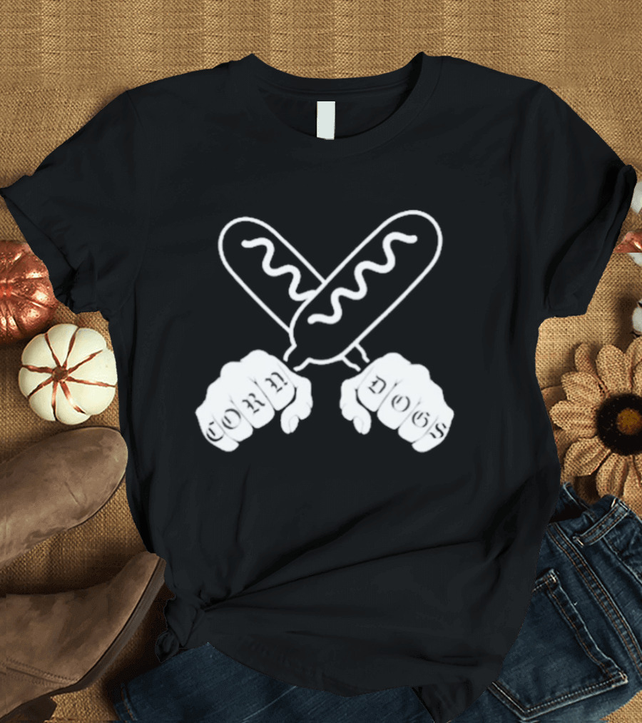Corndog Knuckles Fun Novelty Design With Crossed Snacks And Fists T-Shirt