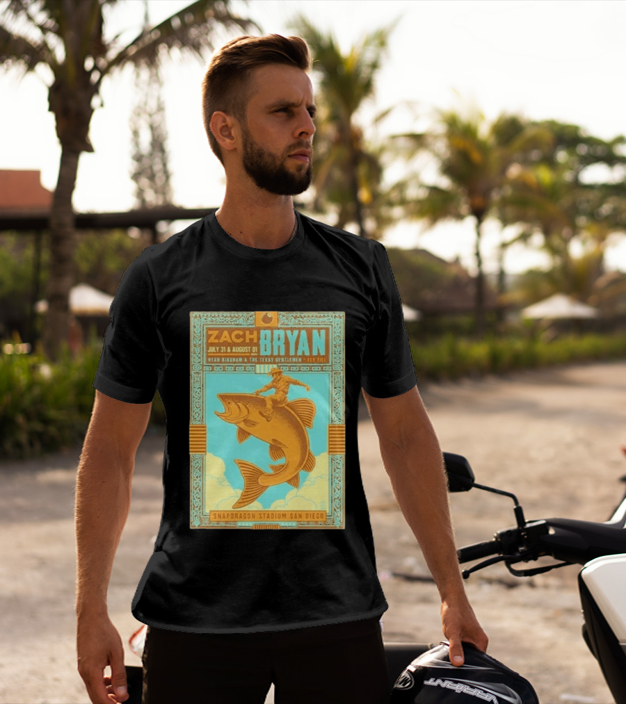 Zach Bryan July 31 August 1 Snapdragon Stadium San Diego Featuring Ryan Bingham The Texas Gentlemen Key Eli 2026 T-Shirt