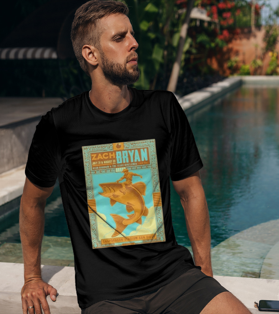 Zach Bryan July 31 August 1 Snapdragon Stadium San Diego Featuring Ryan Bingham The Texas Gentlemen Key Eli 2026 T-Shirt