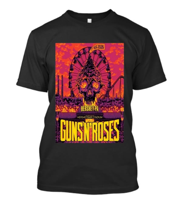 Guns N' Roses Aug 01 2026 Hersheypark Stadium Hershey PA Ferris Wheel Skull Tour T-Shirt