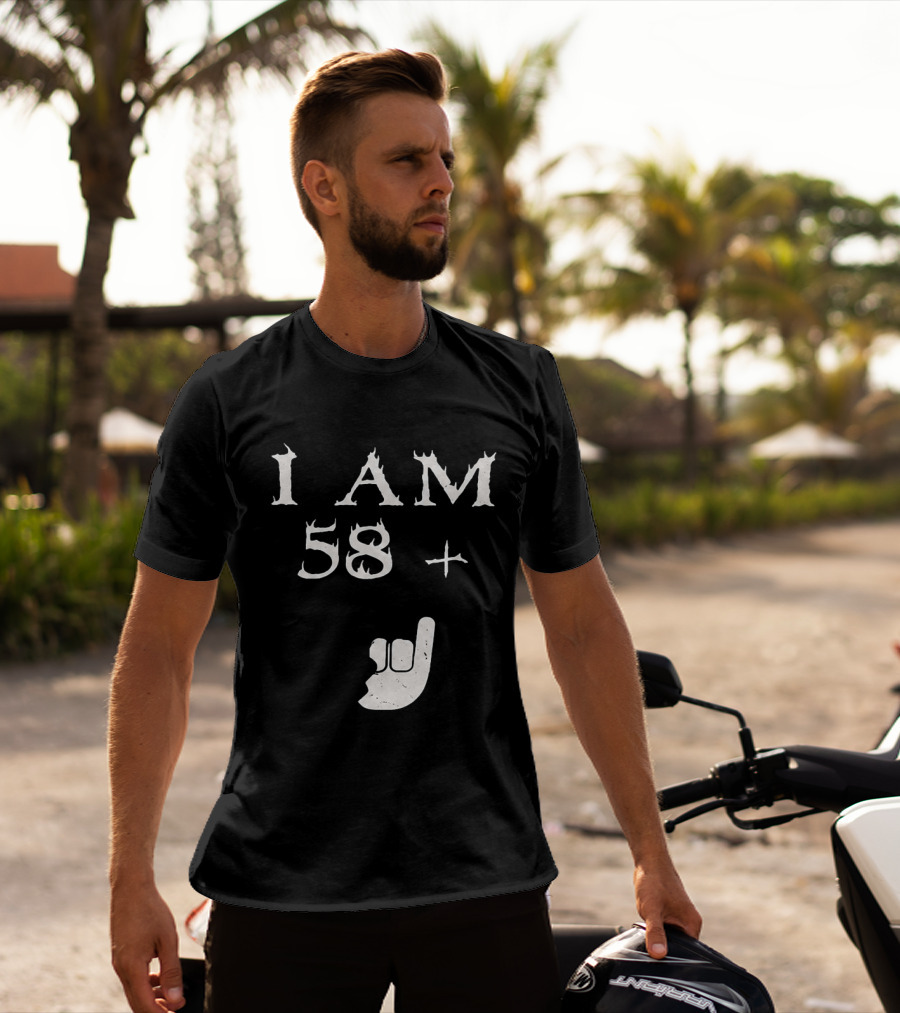 I Am 58 Plus Rock Hand Gesture T-Shirt