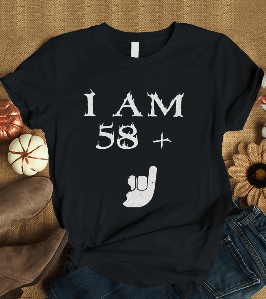 I Am 58 Plus Rock Hand Gesture T-Shirt