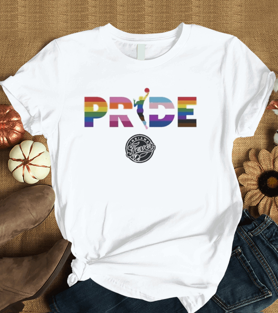 Indiana Fever WNBA Pride Rainbow Basketball Celebration T-Shirt