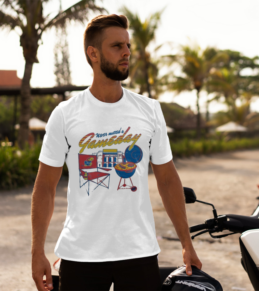 Kansas Jayhawks Never Missed A Gameday BBQ Chair Stadium Grill T-Shirt