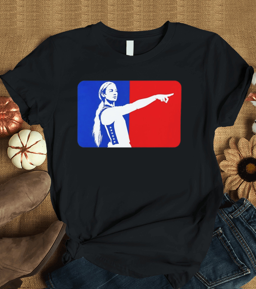 Sophie Cunningham WNBA 2026 Pointing Gesture In Blue And Red T-Shirt