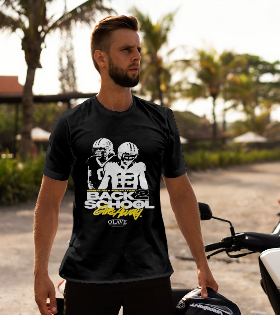 Chris Olave Jordyn Tyson Back 2 School Give Away Olave Connections T-Shirt