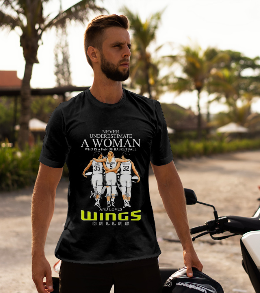 Never Underestimate A Woman Who Is A Fan Of Basketball And Loves Dallas Wings T-Shirt