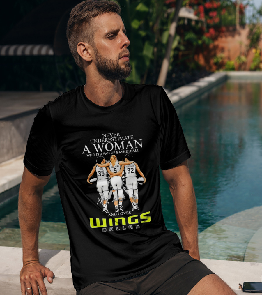 Never Underestimate A Woman Who Is A Fan Of Basketball And Loves Dallas Wings T-Shirt