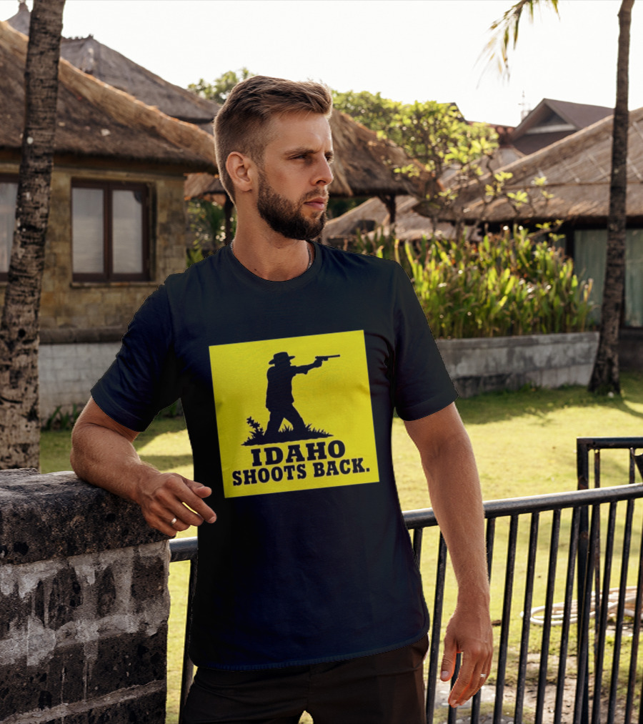Idaho Shoots Back Cowboy Silhouette Retro Humor T-Shirt