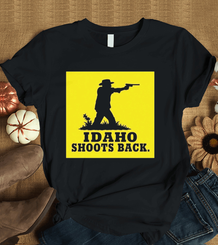 Idaho Shoots Back Cowboy Silhouette Retro Humor T-Shirt