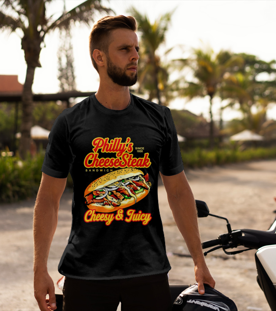 Philly's Cheesesteak Sandwich Cheesy & Juicy Since 1930 Classic Flavor Experience T-Shirt