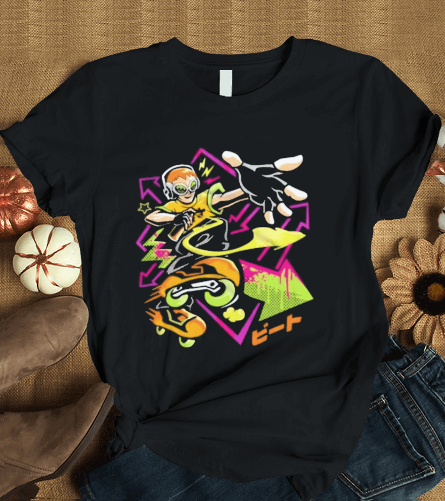 Jet Set Radio Beat Character Keep Rollin Neon Graffiti T-Shirt