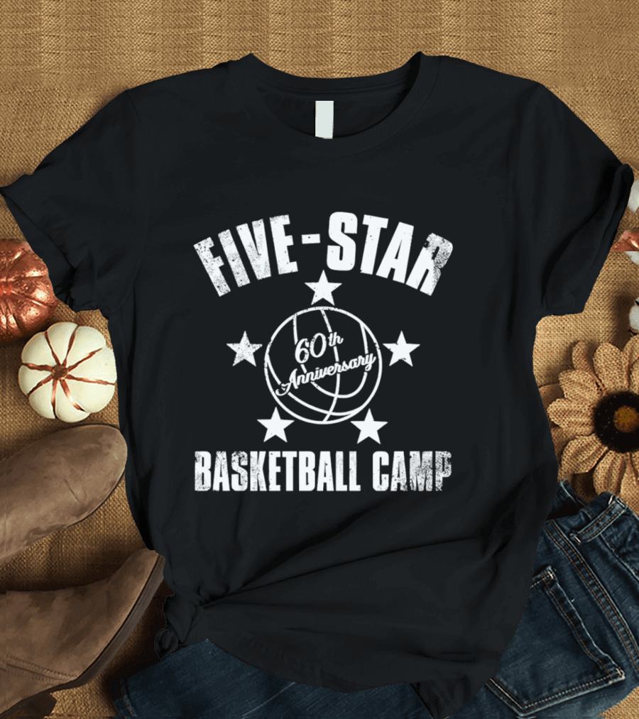 FIVE STAR 60th Anniversary Basketball Camp Ball And Stars T-Shirt