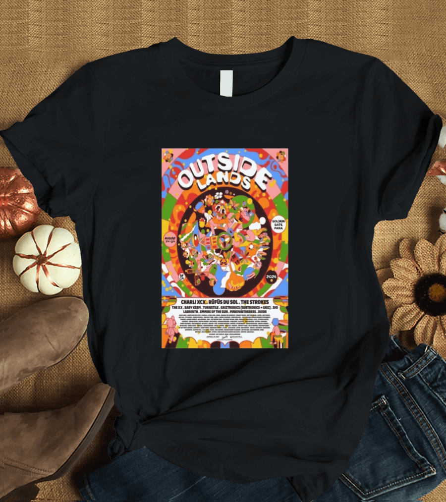 Outside Lands San Francisco August 7 9 2026 Golden Gate Park Charli XCX The Strokes Rüfüs Du Sol Lineup T-Shirt