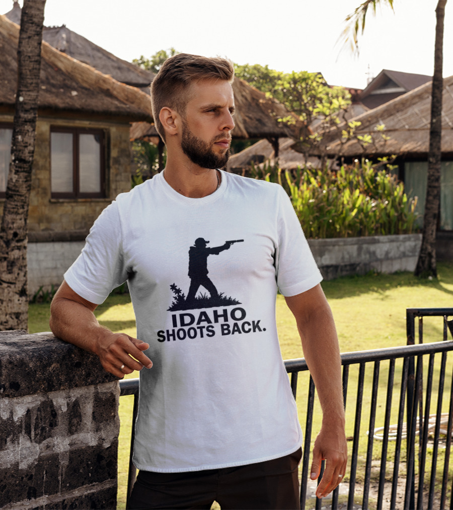Idaho Shoots Back Silhouette Hunter With Gun T-Shirt