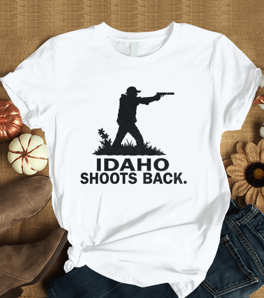 Idaho Shoots Back Silhouette Hunter With Gun T-Shirt
