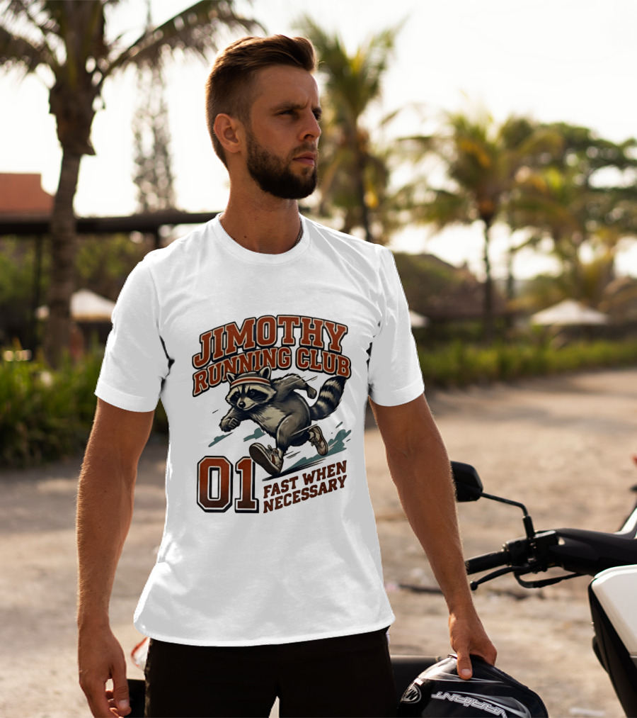 Jimothy Running Club 01 Fast When Necessary Raccoon T-Shirt