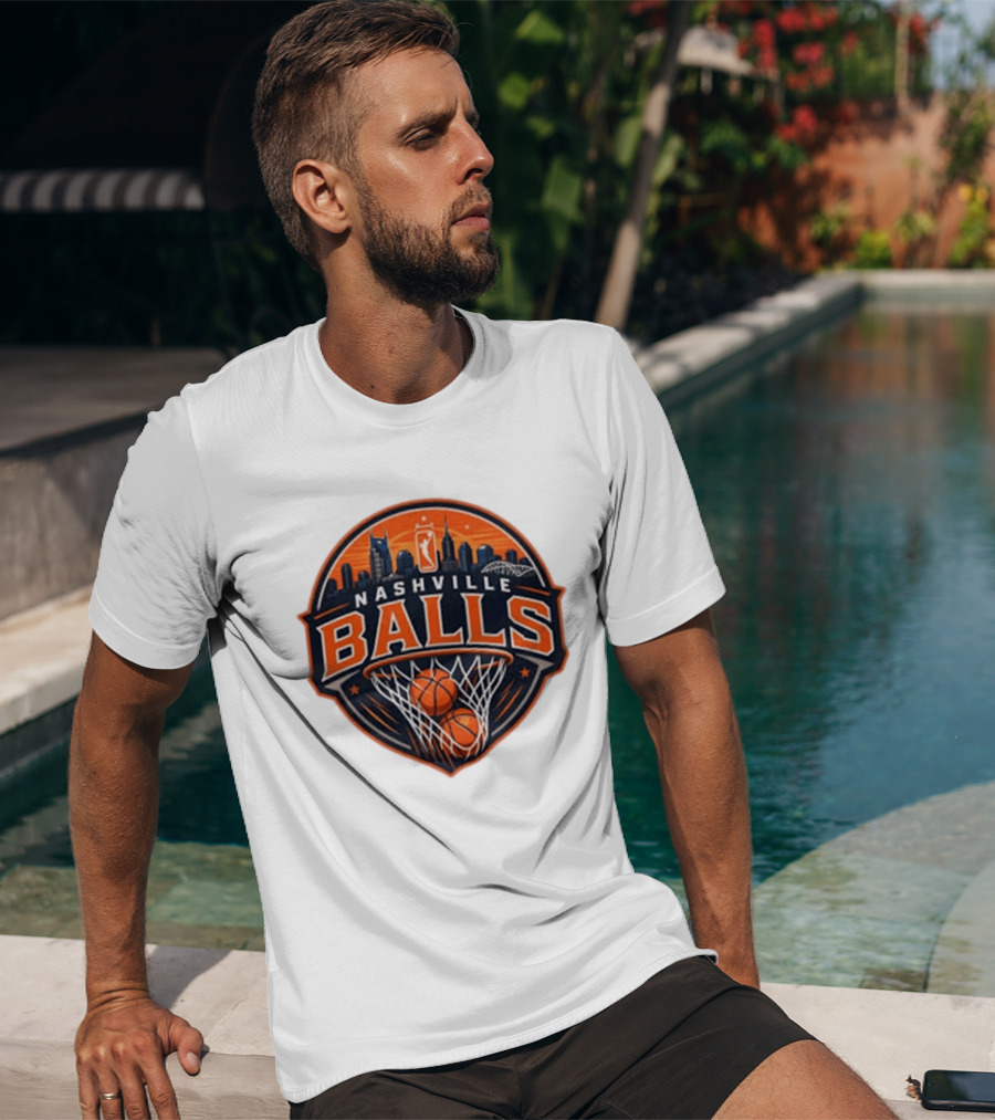 Nashville Balls Skyline Basketball Logo Cityscape T-Shirt