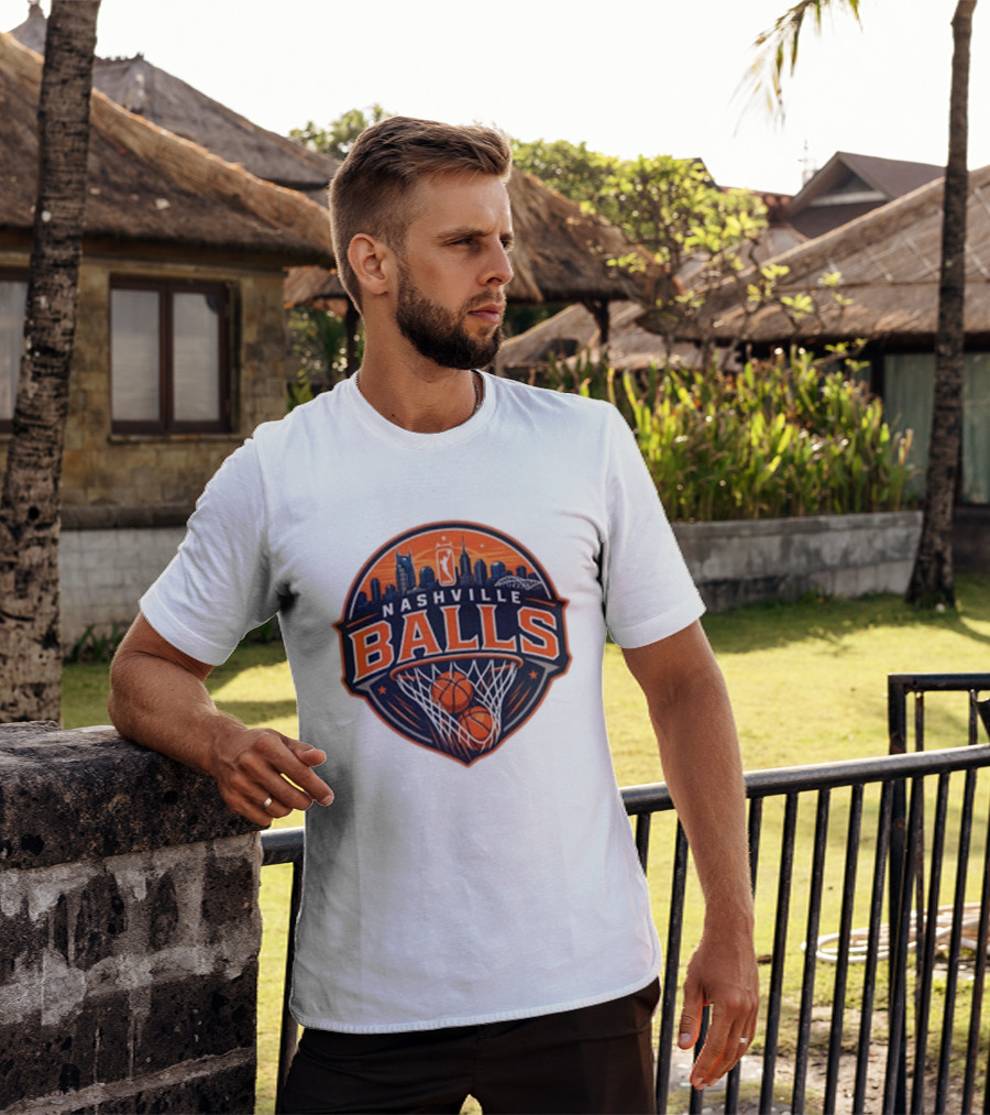 Nashville Balls Skyline Basketball Logo Cityscape T-Shirt