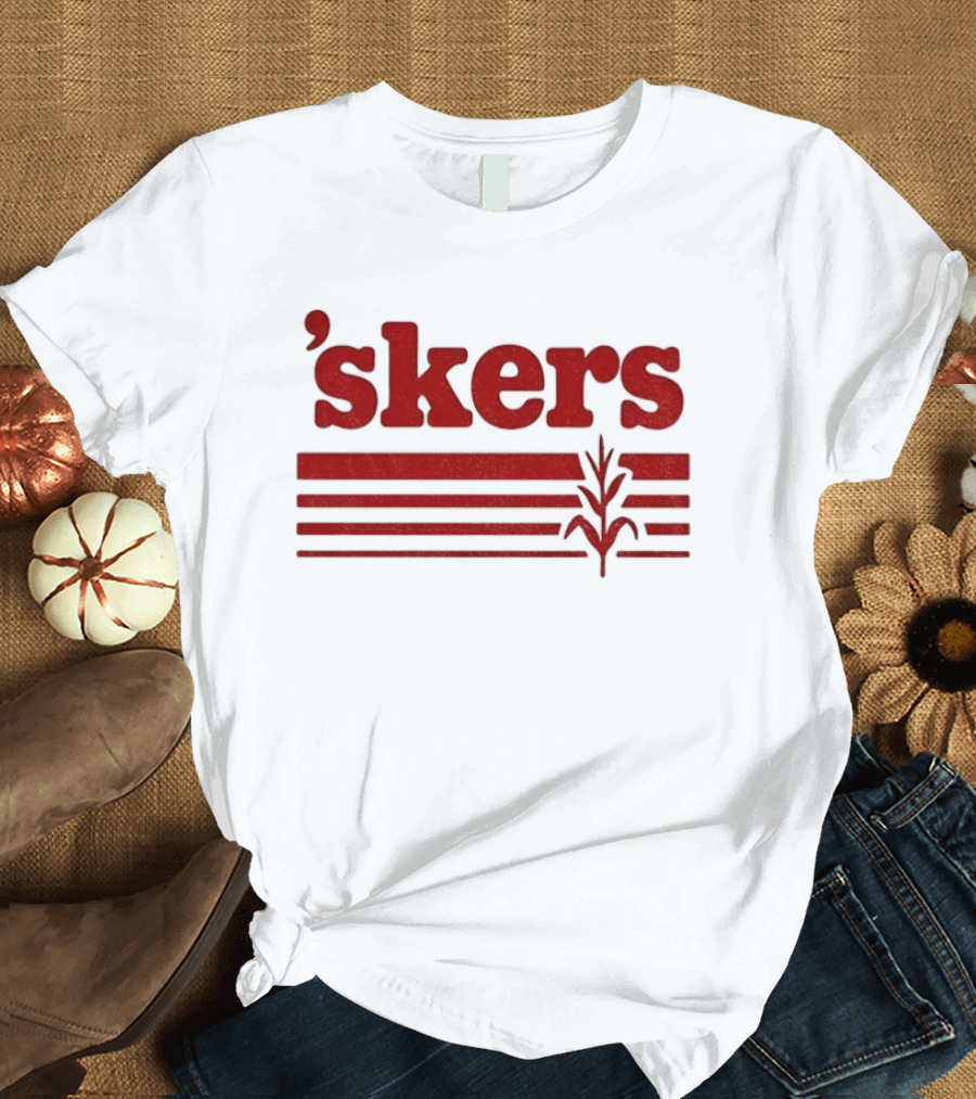 Skers Nebraska Cornhuskers Text Red Lines T-Shirt