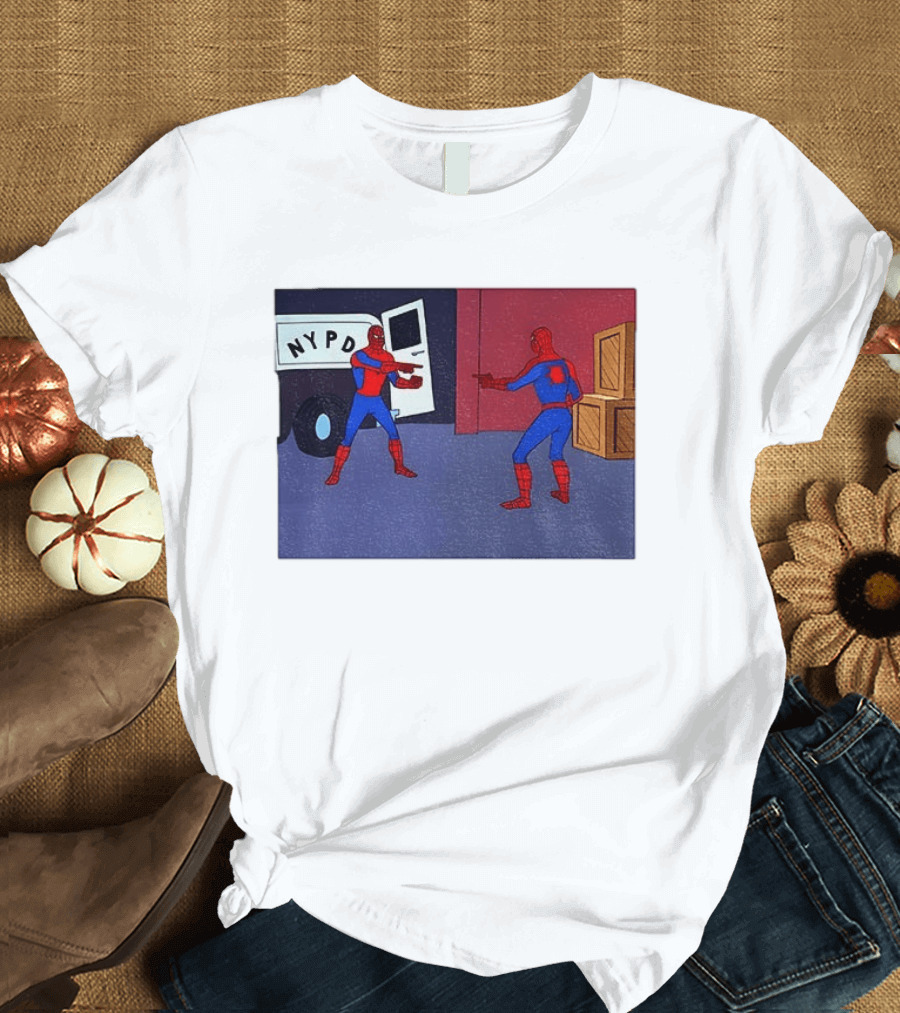 NYPD Spider Man Pointing Meme Twins Scene T-Shirt