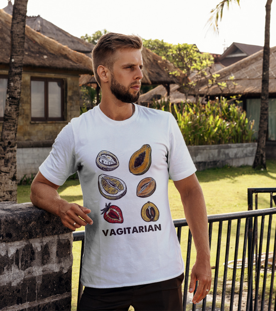 Vagitarian Fruit Humor Strawberry Avocado Papaya Illustrations T-Shirt