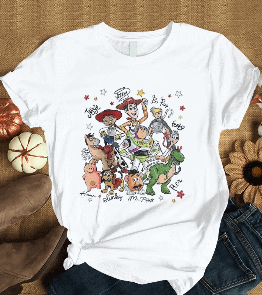Woody Buzz Lightyear Jessie Bo Peep Forky Toy Story Disneyland Family Hamm Slinky Mr Potato Rex T-Shirt